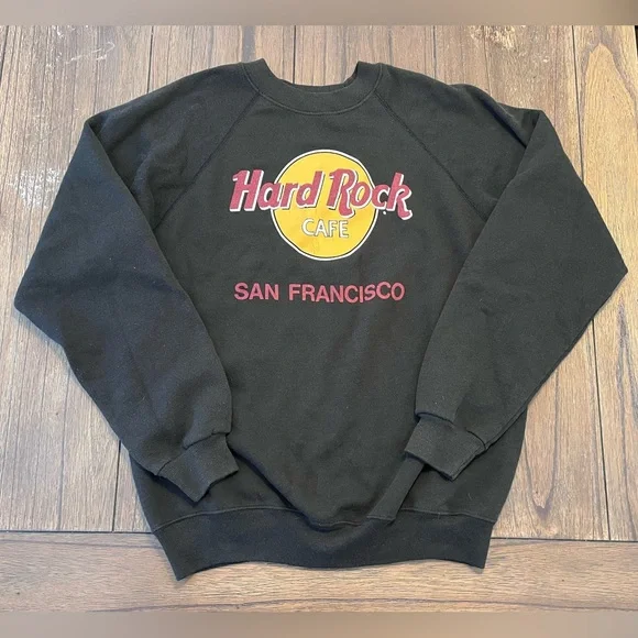 Vintage Hanes Hard Rock Cafe San Francisco Crewneck Sweatshirt Mens size Large - Picture 1 of 6